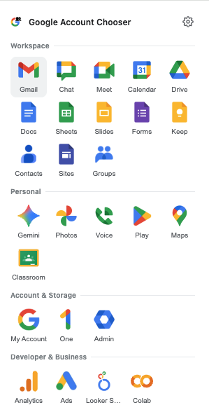 Google Account Chooser popup screenshot