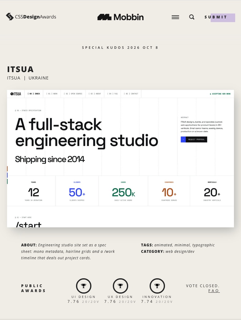 Special Kudos — CSS Design Awards